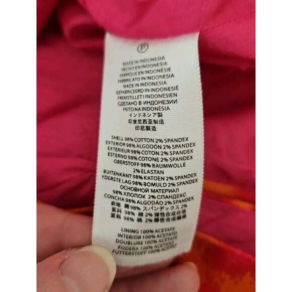 Michael Kors SZ 4 Orange/Red Color Burst Sleeveless Lined Sheath Dress Cotton - Picture 9 of 9